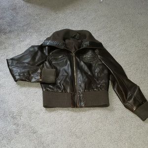 Brown faux leather jacket